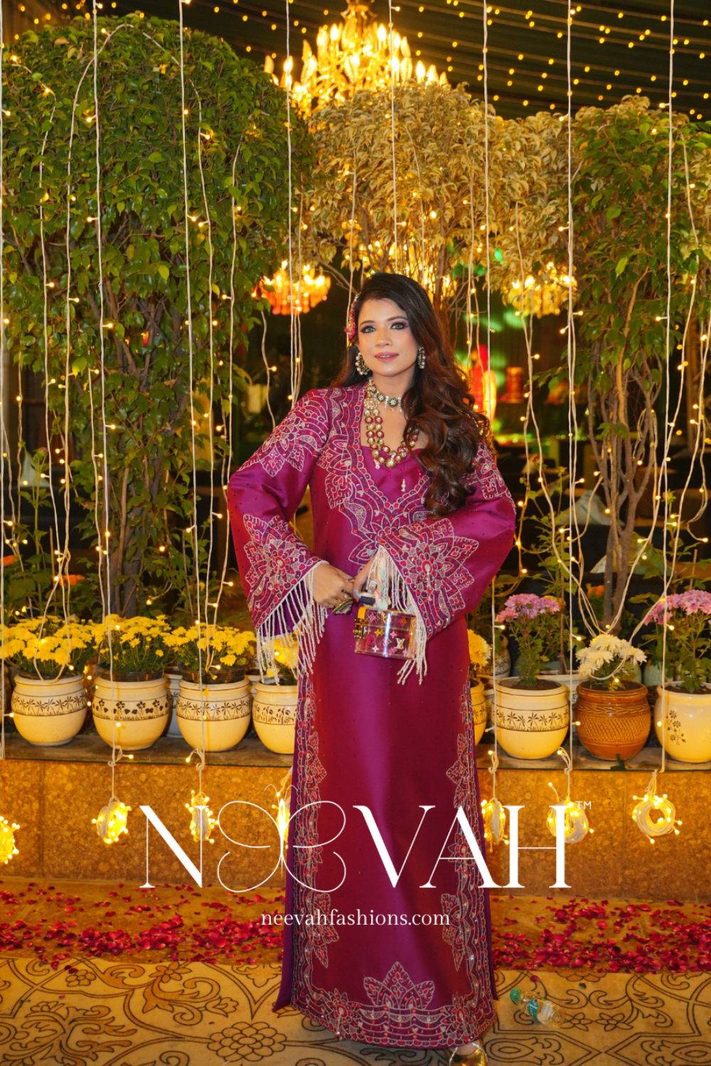 Silk kaaftaan embroidery