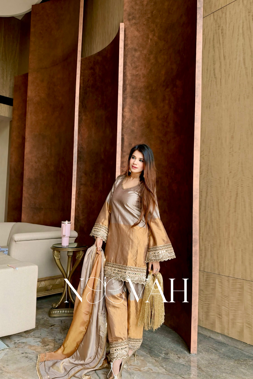 Pure tissue silk embriodered suit