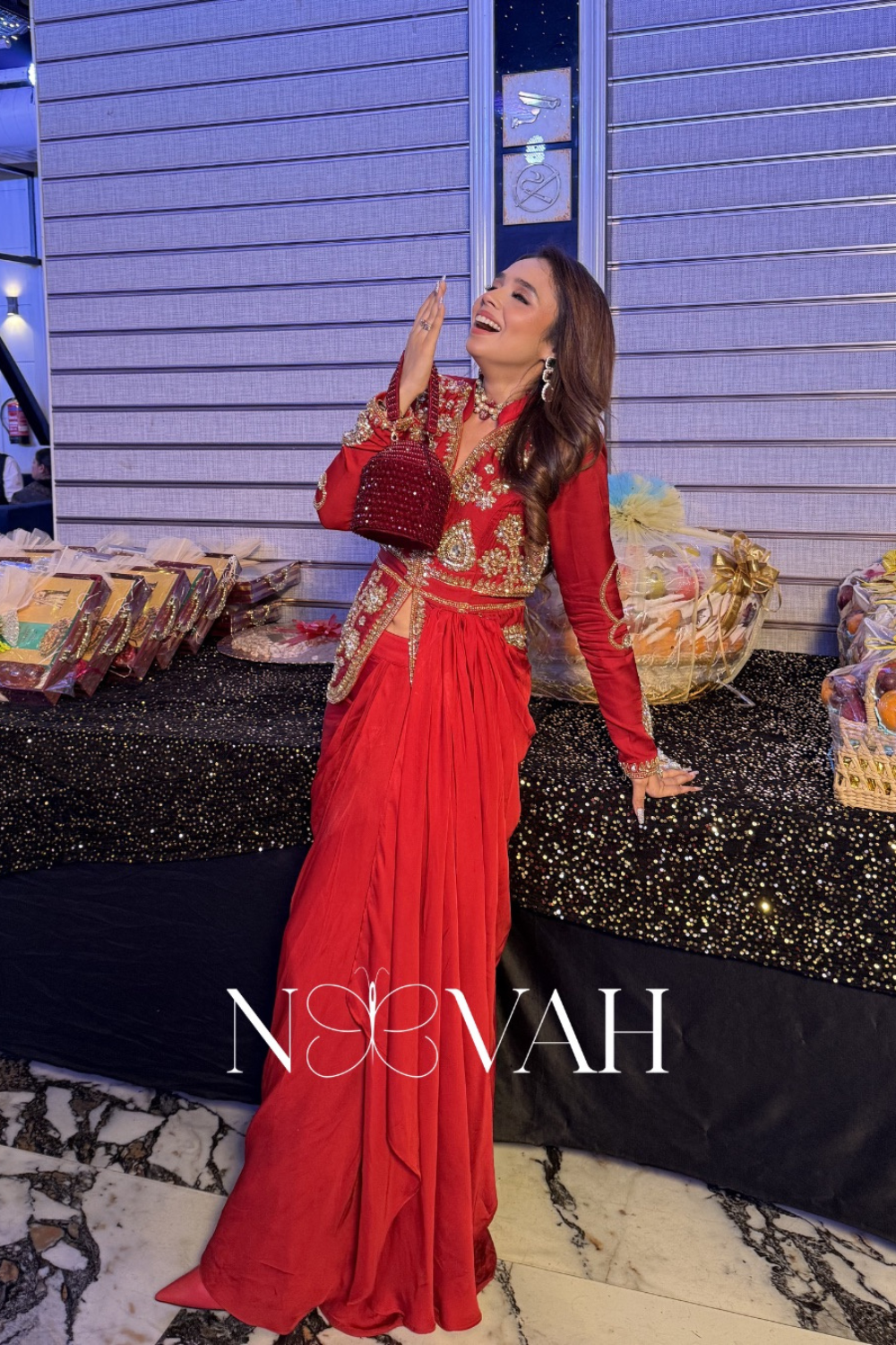 Hand embriodered drape saree