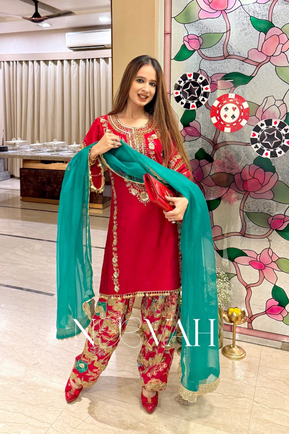 Pure silk hand embriodery with print