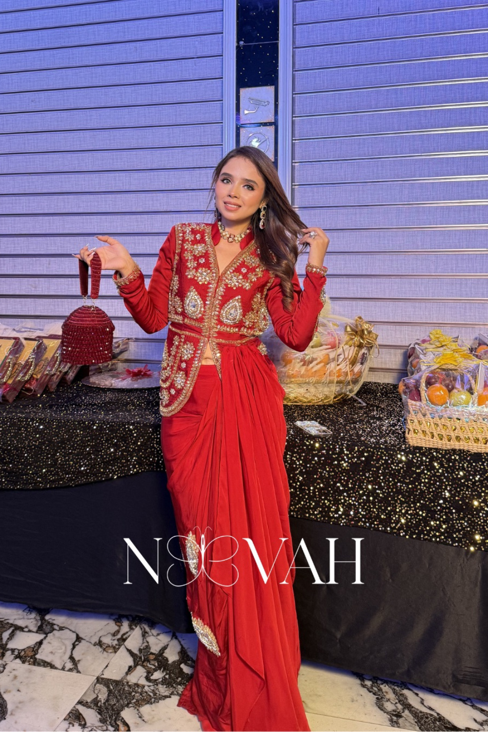 Hand embriodered drape saree