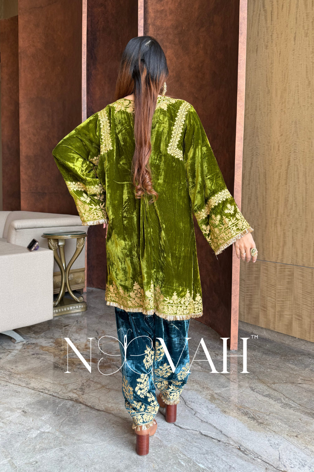 Pure velvet 3 pc suit with dupatta all embriodered