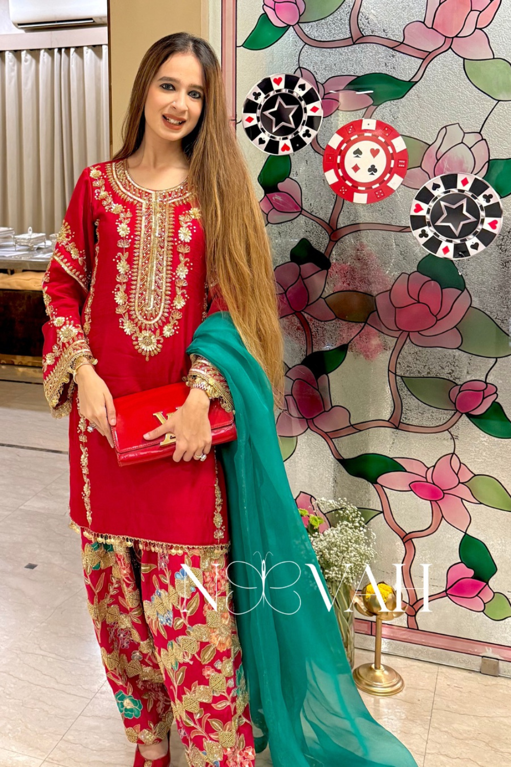 Pure silk hand embriodery with print