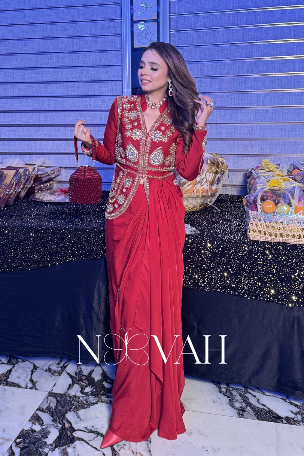 Hand embriodered drape saree