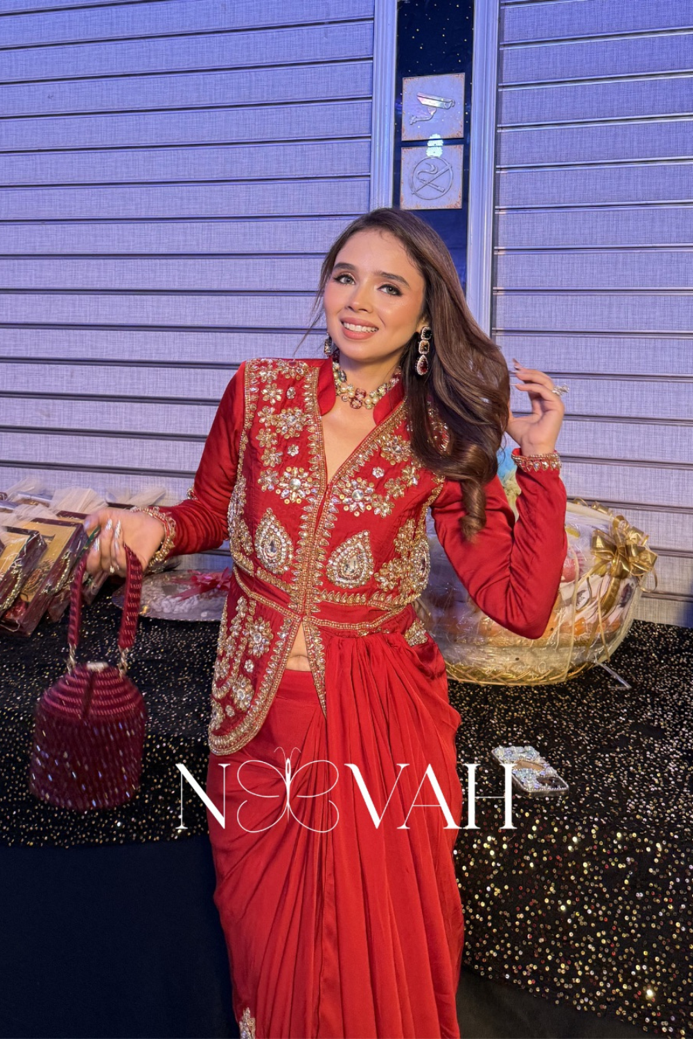 Hand embriodered drape saree