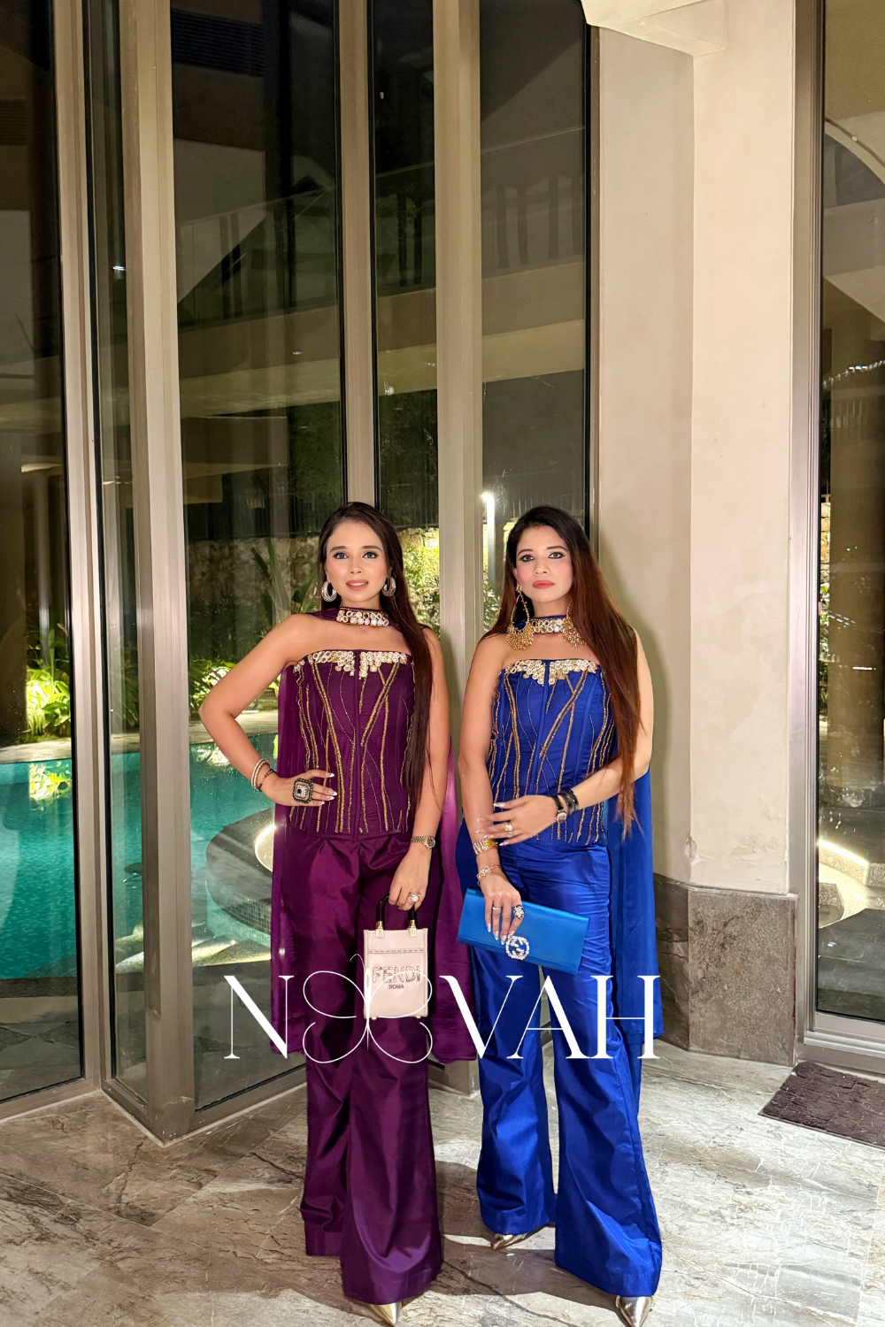 Pure silk cordset with Scandinavian scarf hand embriodered