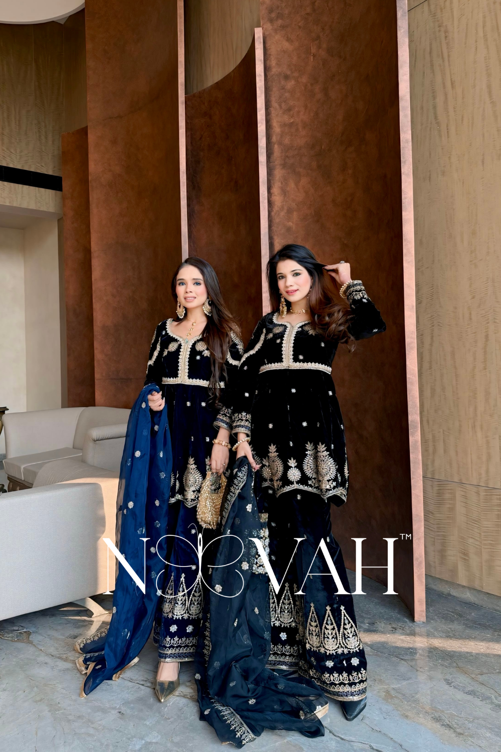 Velvet 3 pc suit with dupatta all embriodered