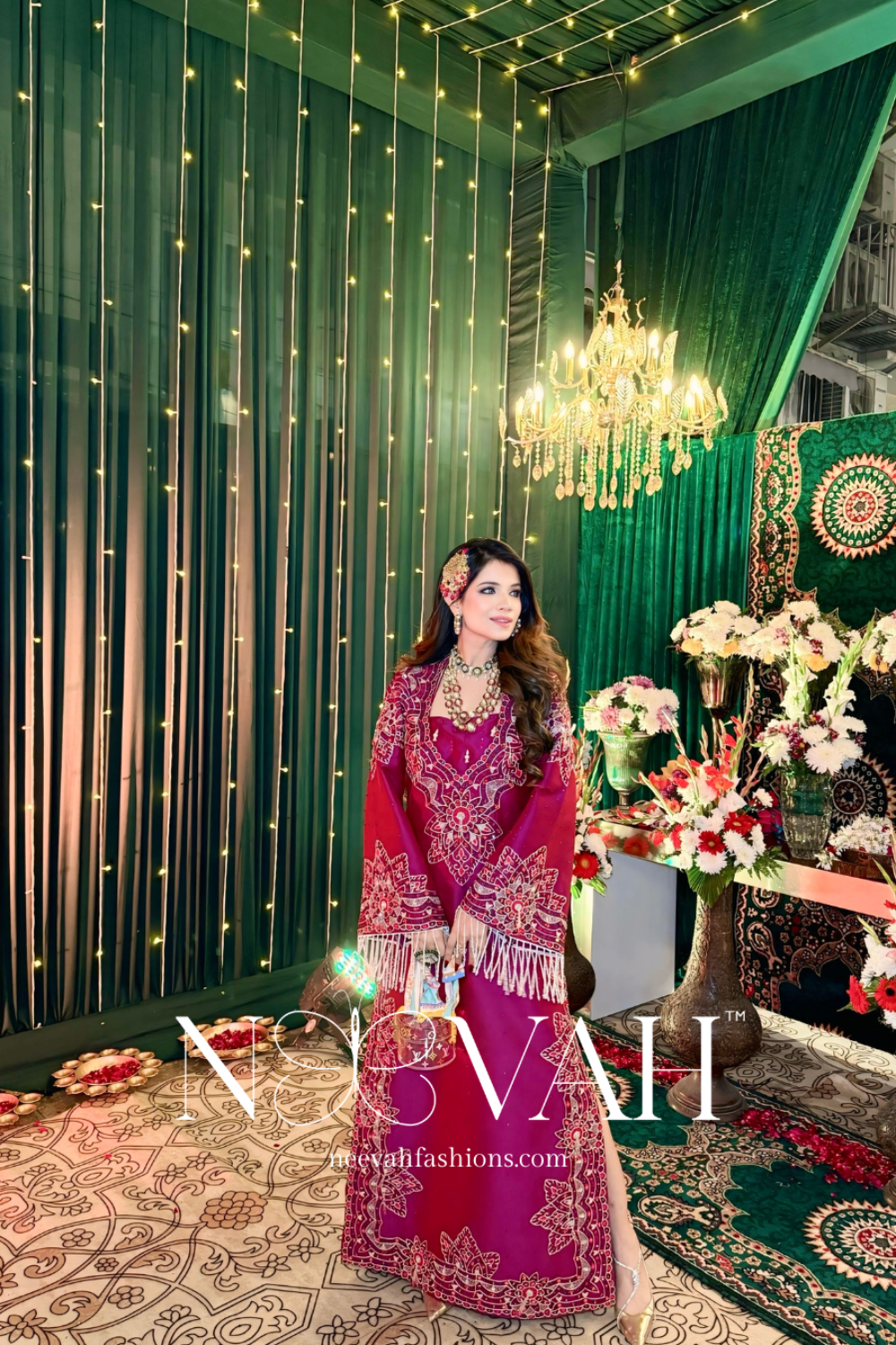 Silk kaaftaan embroidery