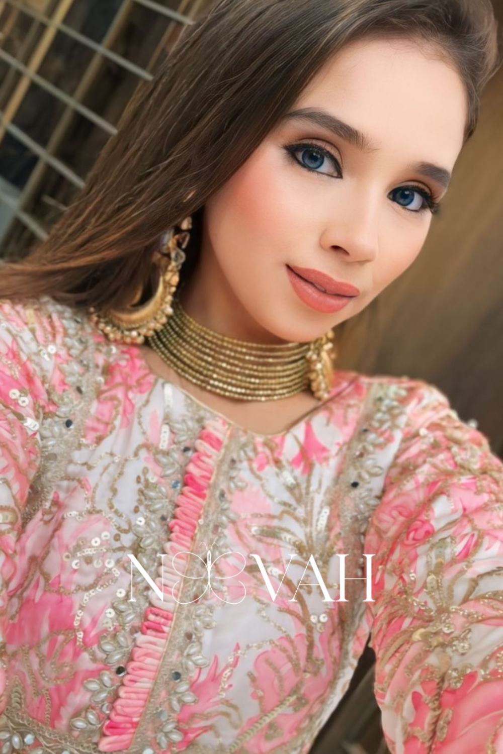 Printed and embriodered gharara suit with patch dupatta