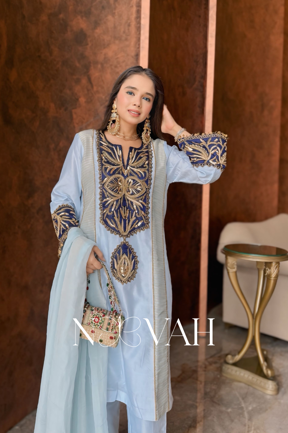 Pure silk chanderi hand embriodered