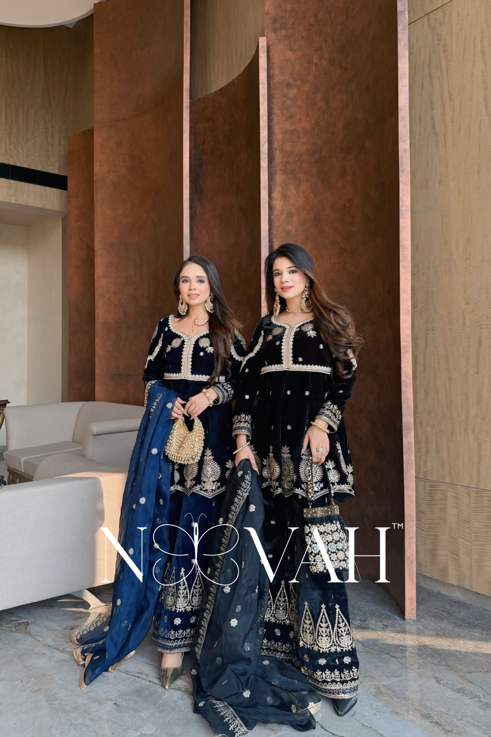 Velvet 3 pc suit with dupatta all embriodered