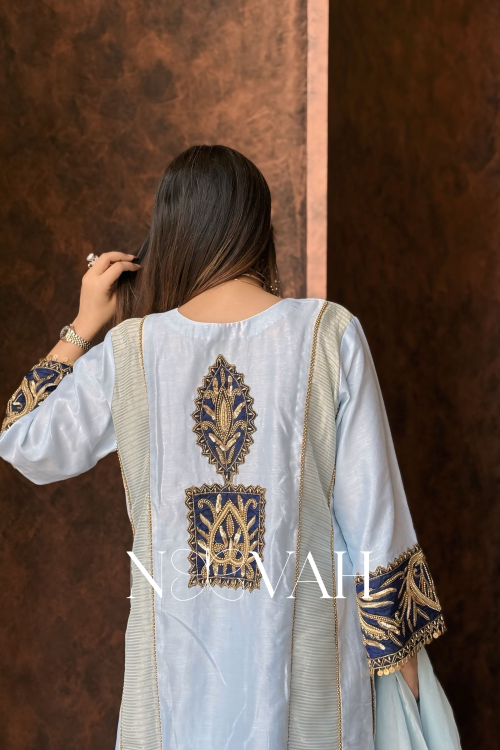 Pure silk chanderi hand embriodered