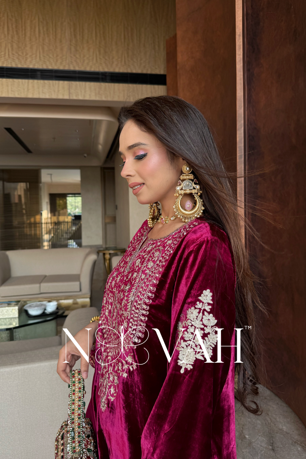 Pure velvet 3 pc suit with dupatta all embriodered