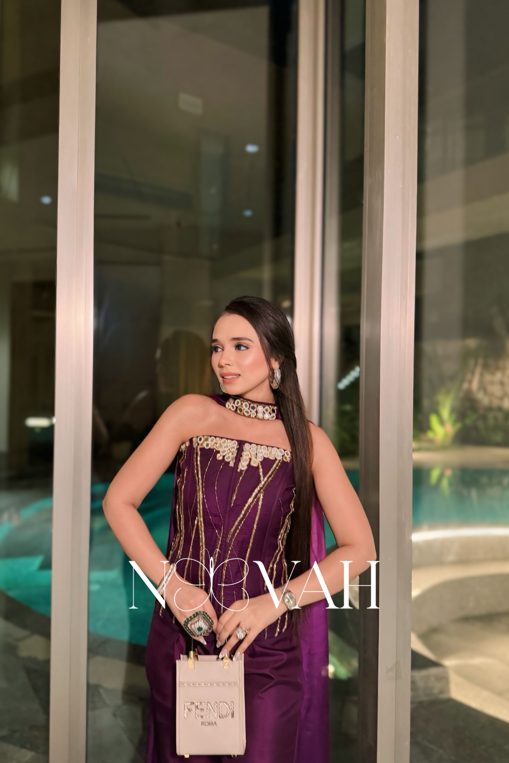 Pure silk cordset with Scandinavian scarf hand embriodered