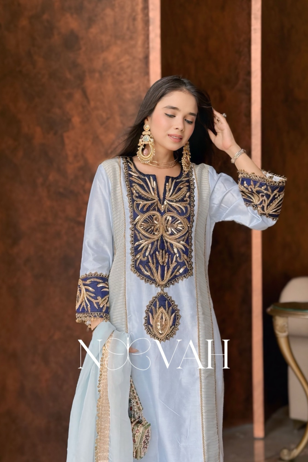 Pure silk chanderi hand embriodered