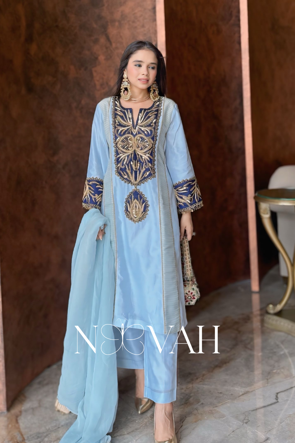 Pure silk chanderi hand embriodered