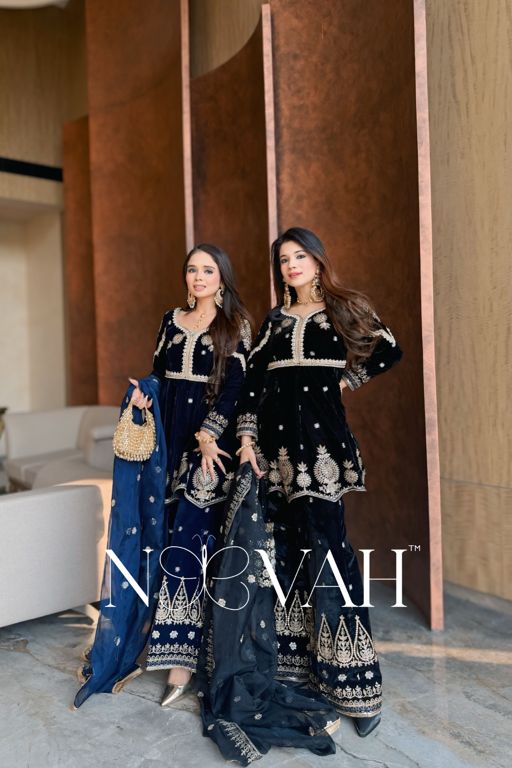 Velvet 3 pc suit with dupatta all embriodered